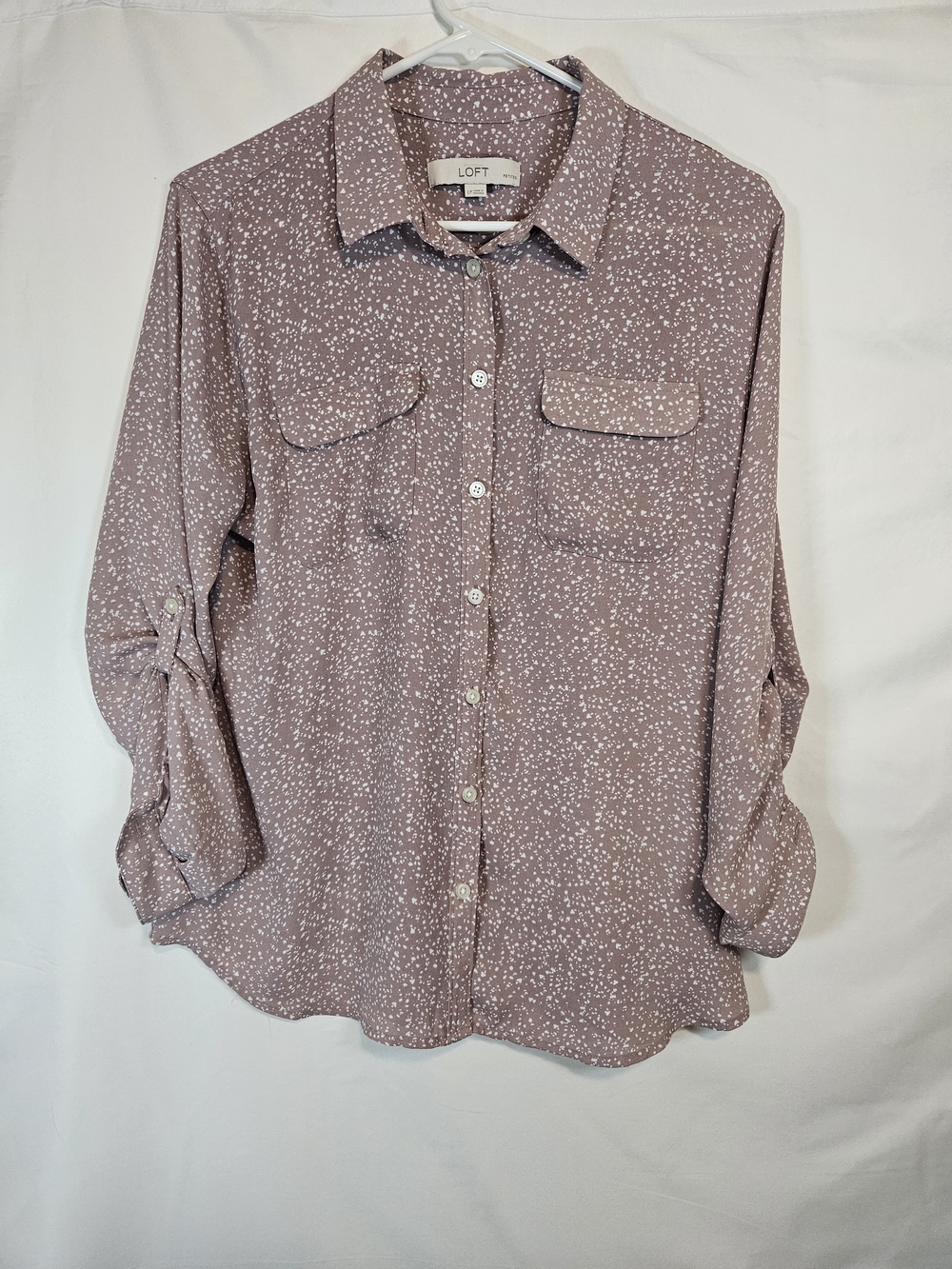 LOFT Dusty Mauve Speckled Button-Down Blouse